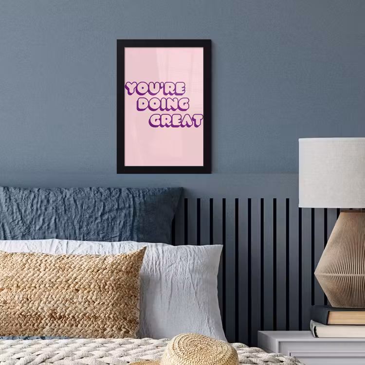 You're doing great - Roze - Bubble letters fotolijst zwart zonder passe partout klein -sfeer3