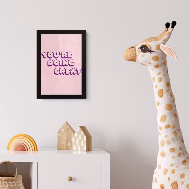 You're doing great - Roze - Bubble letters fotolijst zwart zonder passe partout klein -usfeer4_kinderkamer