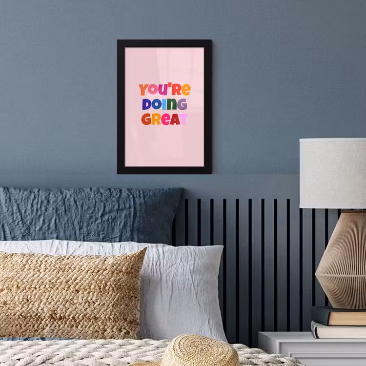 You're doing great - Roze - Kleurrijk fotolijst zwart zonder passe partout klein -sfeer3