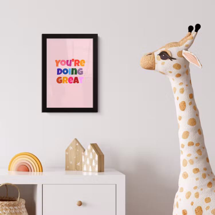 You're doing great - Roze - Kleurrijk fotolijst zwart zonder passe partout klein -usfeer4_kinderkamer