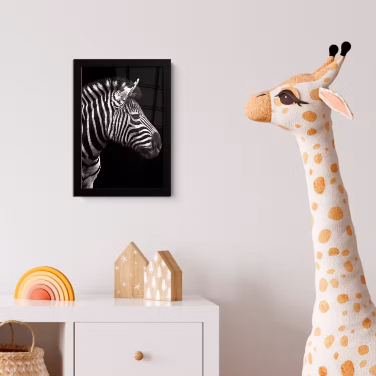 Zebra - Zwart - Wit - Portret - Dieren fotolijst zwart zonder passe partout klein -usfeer4_kinderkamer