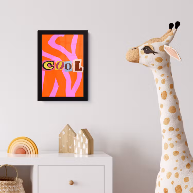 Zebraprint - Grafisch - COOL - Oranje fotolijst zwart zonder passe partout klein -usfeer4_kinderkamer