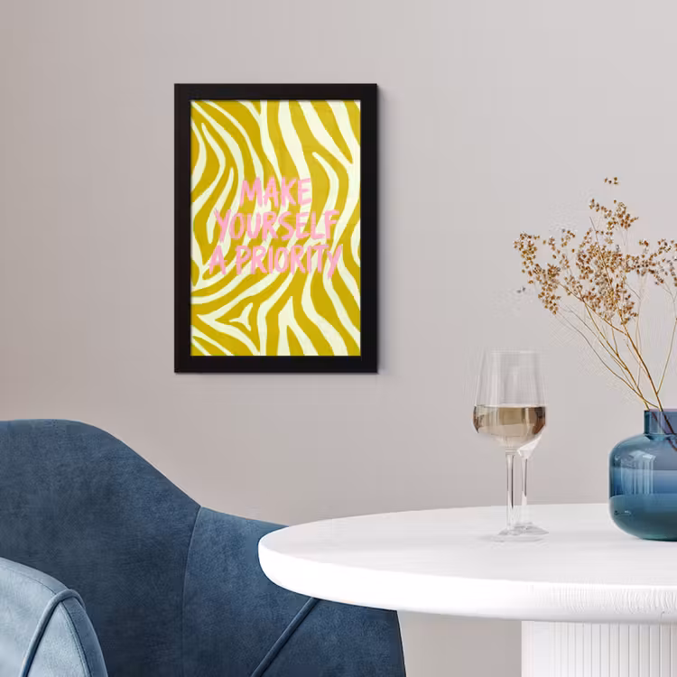 Zebraprint - Priority - Roze fotolijst zwart zonder passe partout klein -sfeer4