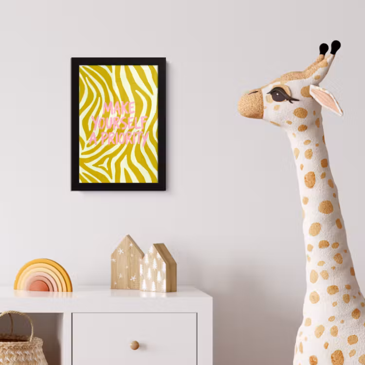 Zebraprint - Priority - Roze fotolijst zwart zonder passe partout klein -usfeer4_kinderkamer