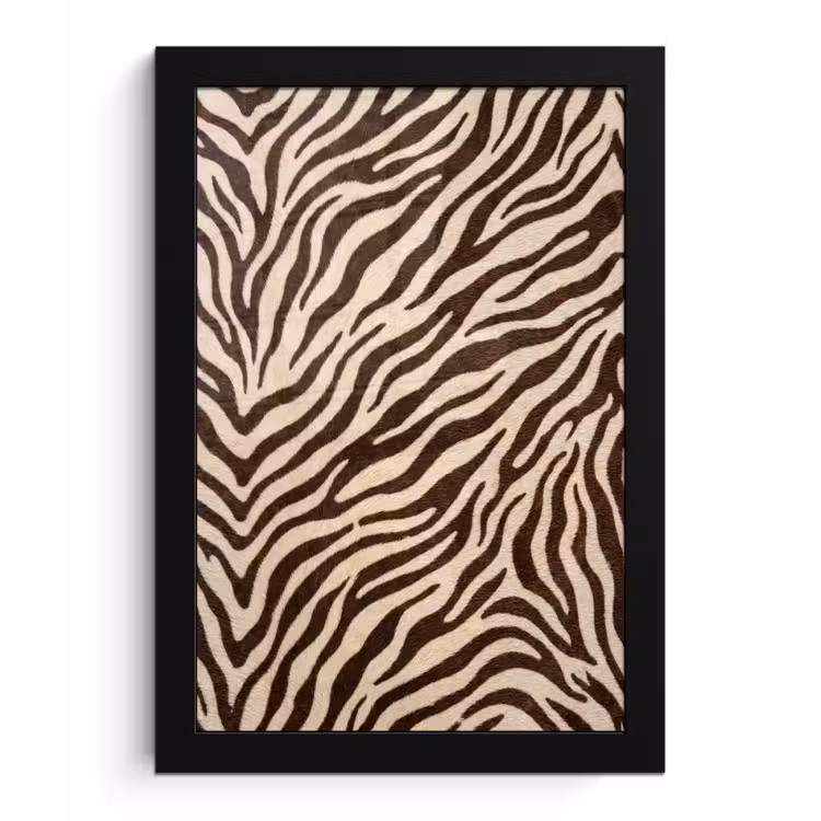 Zebra - Strepen - Bruin fotolijst zwart zonder passe partout klein -3d