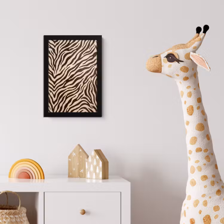 Zebra - Strepen - Bruin fotolijst zwart zonder passe partout klein -usfeer4_kinderkamer