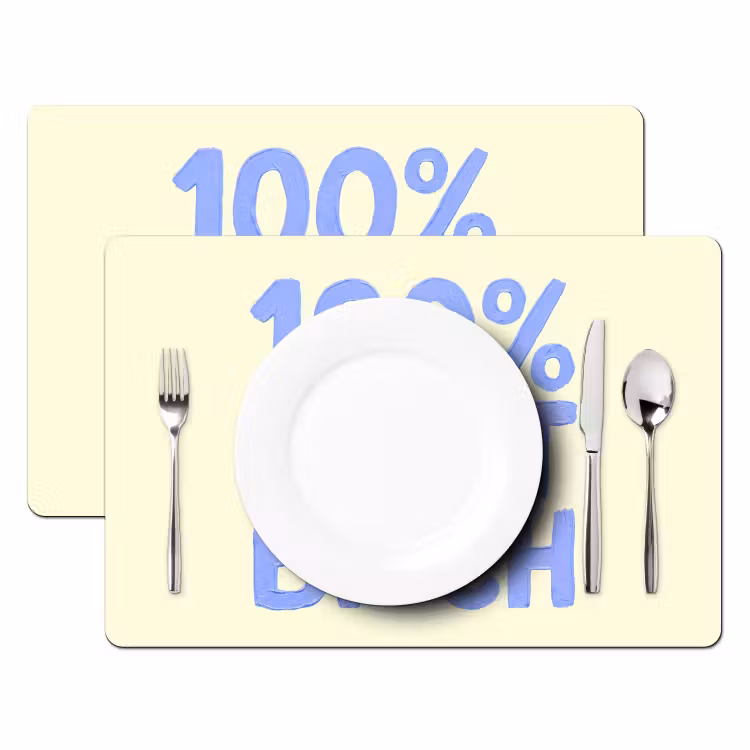 100% that bitch - Blauw - Wit Placemat vinyl groot -zzsfeer2_Kitchenyeah-website