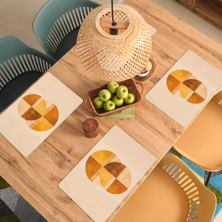 Cirkels - Geel - Minimalistisch Placemat vinyl groot -zzsfeer5_Kitchenyeah-website