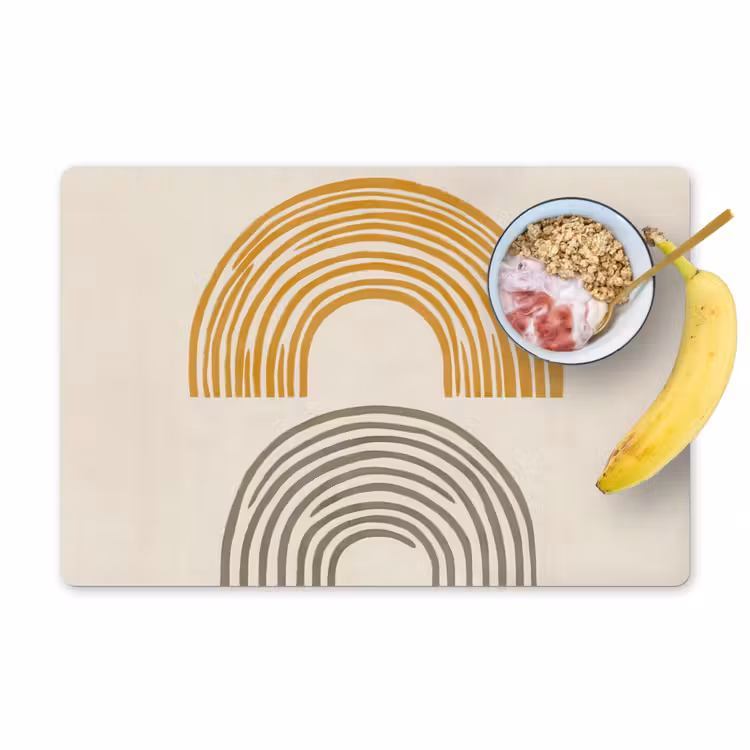 Bogen - Lijnen - Oranje - Minimalistisch Placemat vinyl groot -zzzproduct_Kitchenyeah-website