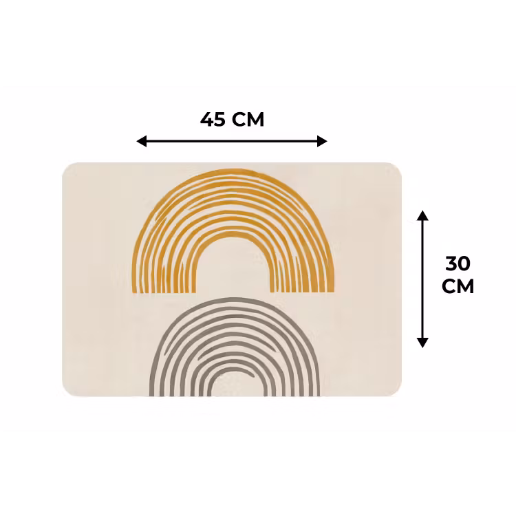 Bogen - Lijnen - Oranje - Minimalistisch Placemat vinyl groot -specs