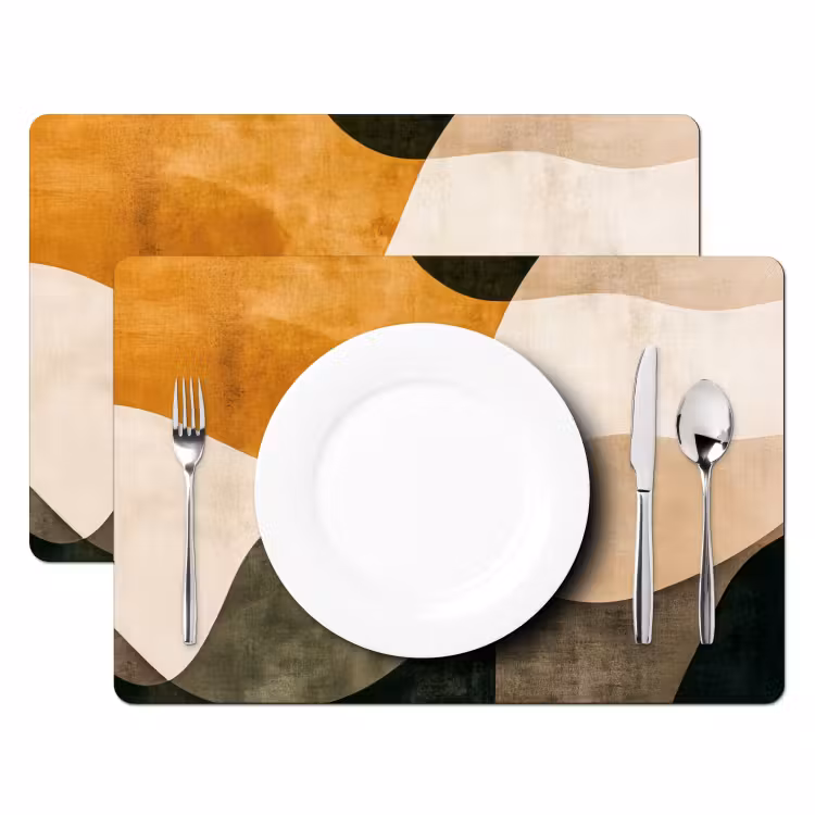 Vormen - Okergeel - Abstract Placemat vinyl groot -zzsfeer2_Kitchenyeah-website