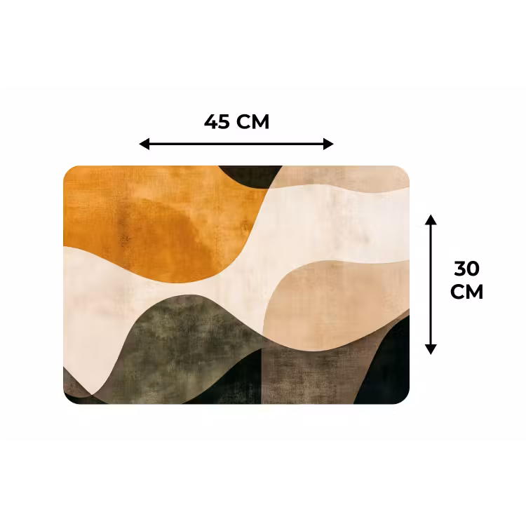 Vormen - Okergeel - Abstract Placemat vinyl groot -specs