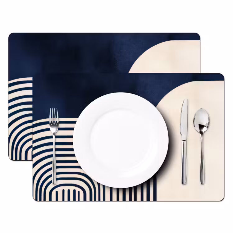 Donkerblauw - Abstract - Lijnen Placemat vinyl groot -zzsfeer2_Kitchenyeah-website