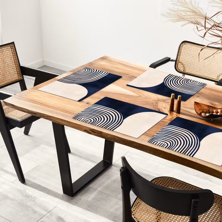 Donkerblauw - Abstract - Lijnen Placemat vinyl groot -zzsfeer4_Kitchenyeah-website