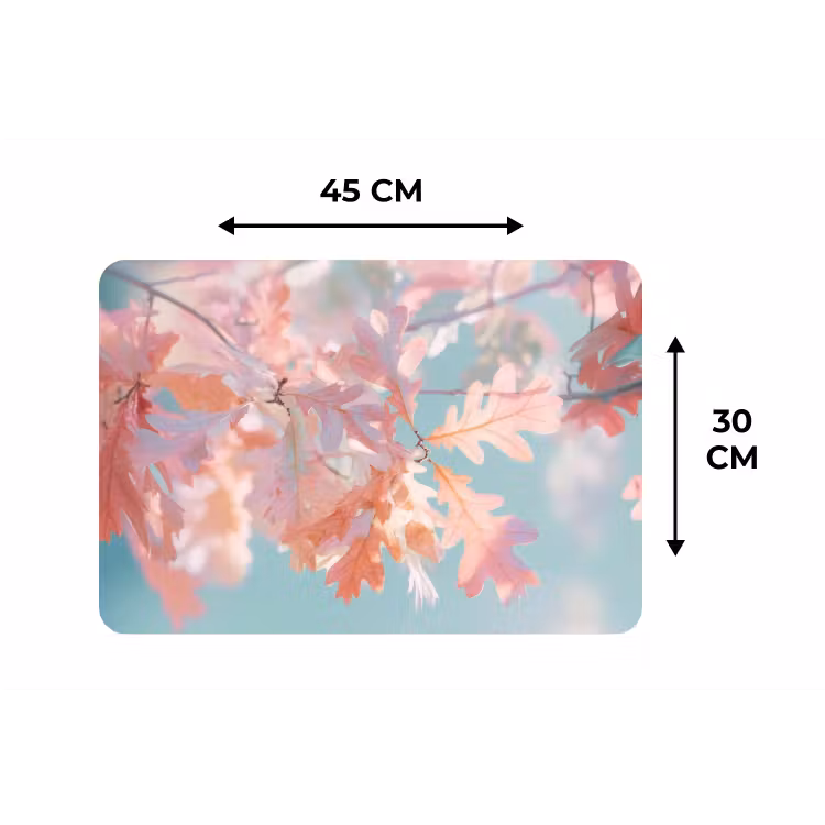 Eikenbladeren - Takken - Roze Placemat vinyl groot -specs
