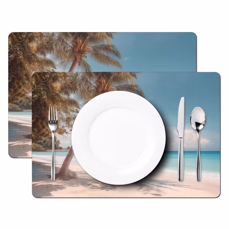 Palmboom - Schommel - Strand - Lucht Placemat vinyl groot -zzsfeer2_Kitchenyeah-website