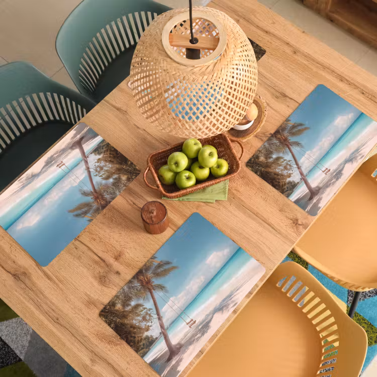 Palmboom - Schommel - Strand - Lucht Placemat vinyl groot -zzsfeer5_Kitchenyeah-website