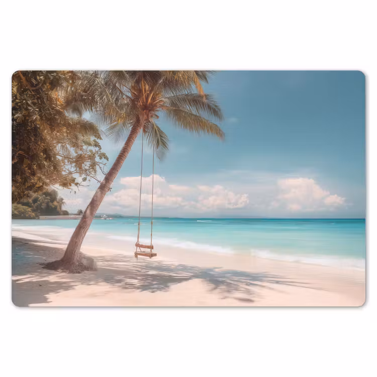 Palmboom - Schommel - Strand - Lucht Placemat vinyl groot -zzsfeer1_Kitchenyeah-website