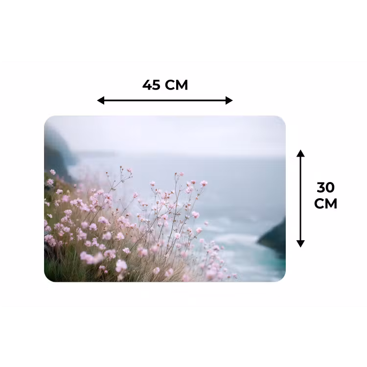 Klif - Bloemen - Zee - Roze Placemat vinyl groot -specs