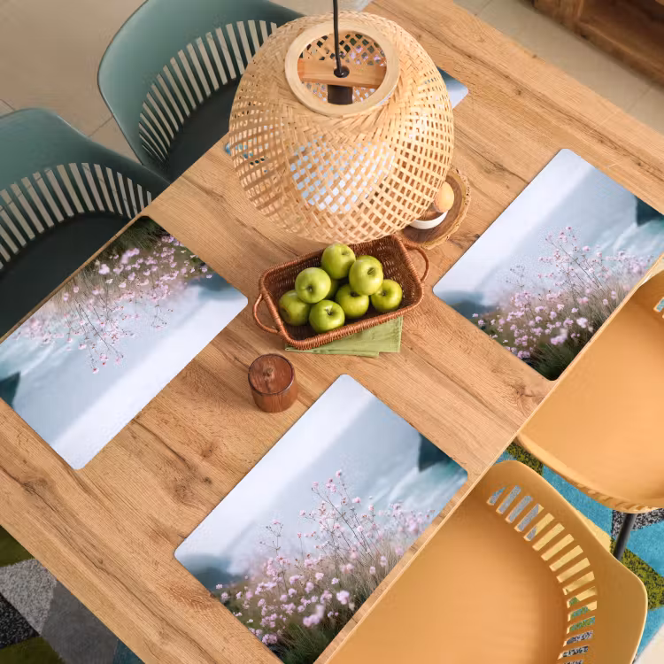 Klif - Bloemen - Zee - Roze Placemat vinyl groot -zzsfeer5_Kitchenyeah-website