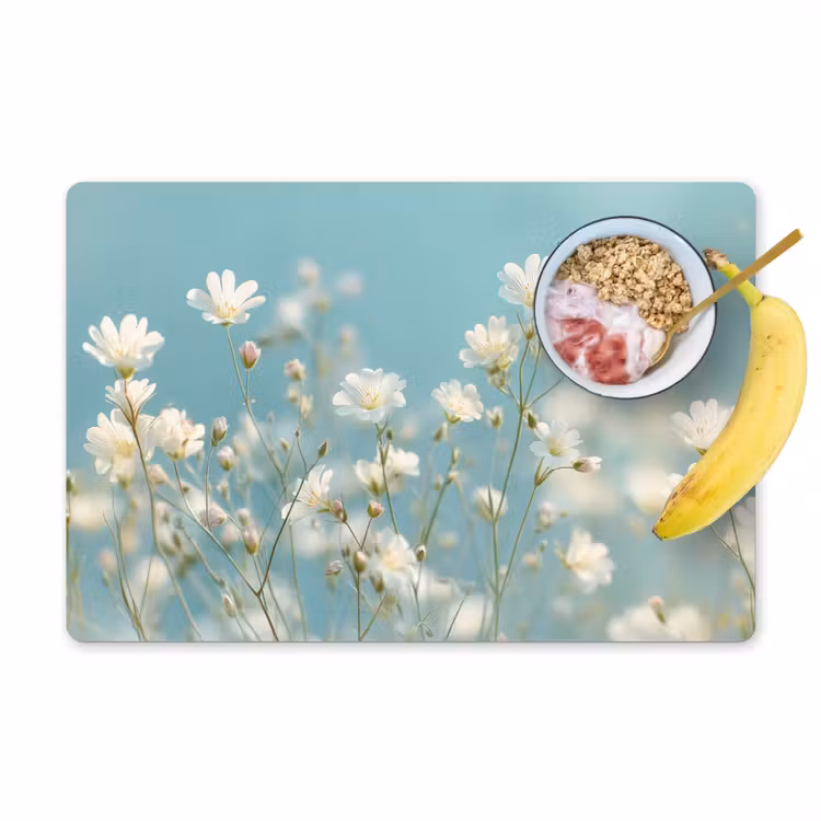 Stengels - Bloemen - Lucht - Wit Placemat vinyl groot -zzzproduct_Kitchenyeah-website