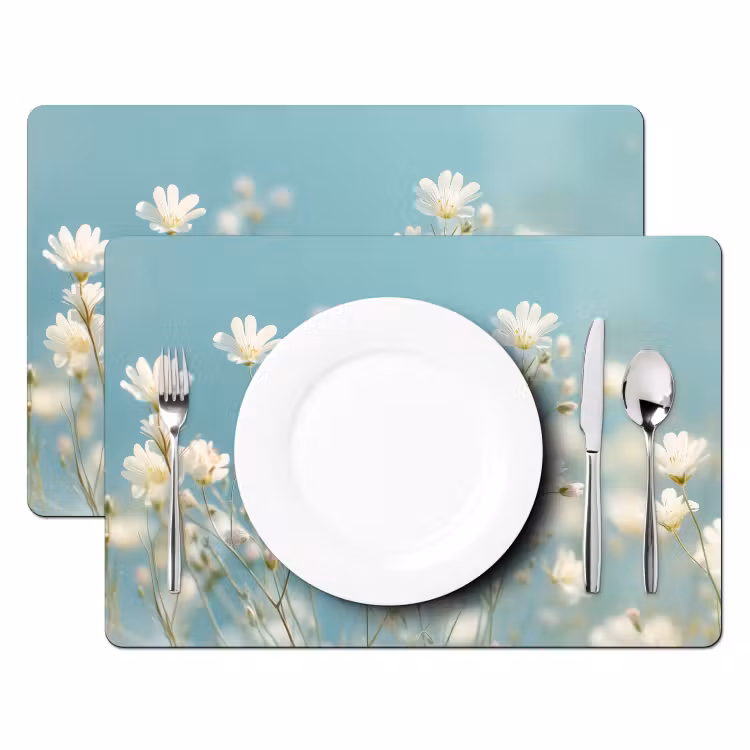 Stengels - Bloemen - Lucht - Wit Placemat vinyl groot -zzsfeer2_Kitchenyeah-website