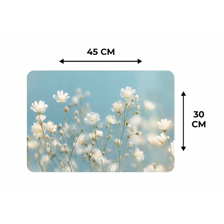 Stengels - Bloemen - Lucht - Wit Placemat vinyl groot -specs