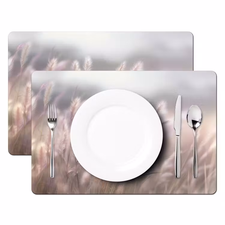 Graspluimen - Wind - Beige - Mistig Placemat vinyl groot -zzsfeer2_Kitchenyeah-website