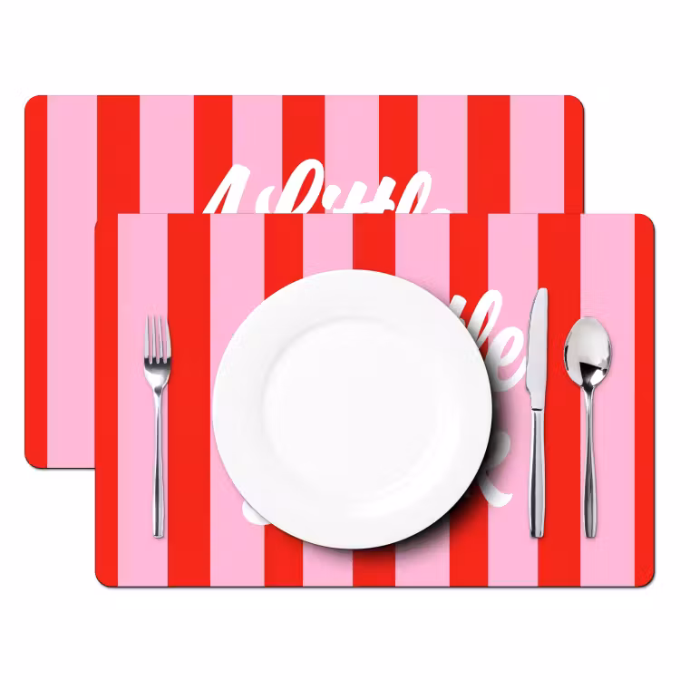 A Little Break - Strepen - Rood - Roze Placemat vinyl groot -zzsfeer2_Kitchenyeah-website