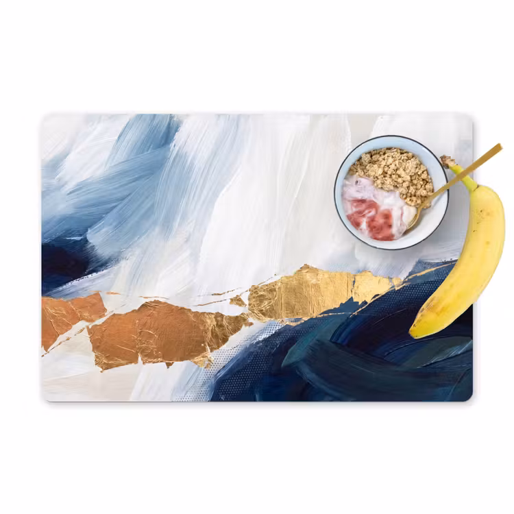 Abstract - Acryl - Blauw - Goud - Elegant Placemat vinyl groot -zzzproduct_Kitchenyeah-website