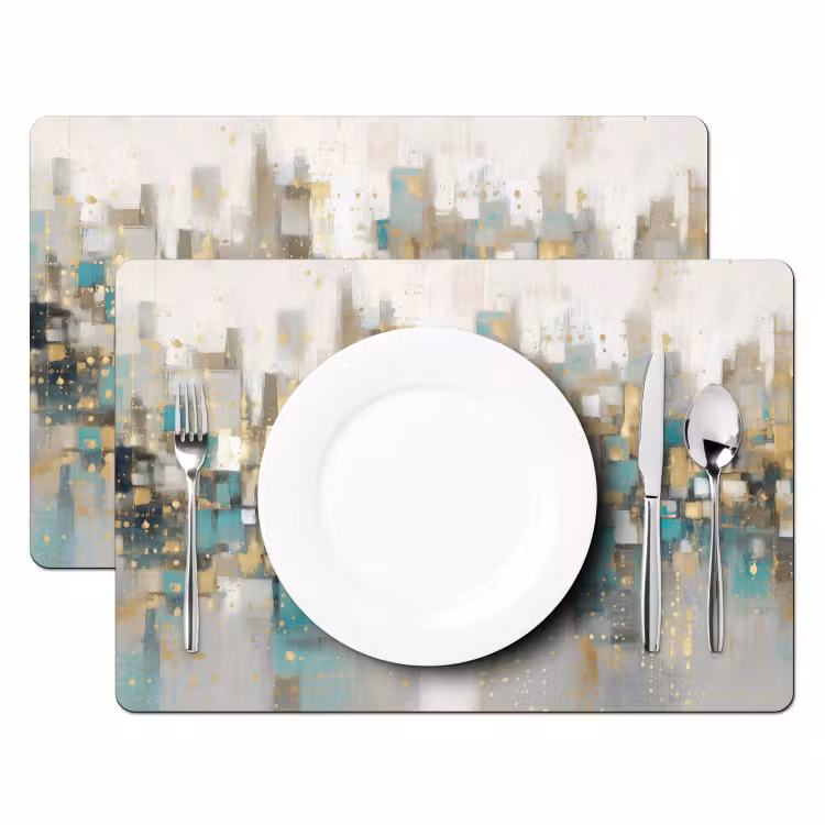 Abstract - Blokken - Goud - Skyline Placemat vinyl groot -zzsfeer2_Kitchenyeah-website