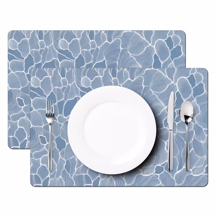 Abstract - Blauw - Bladeren Placemat vinyl groot -zzsfeer2_Kitchenyeah-website