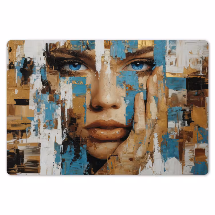 Abstract - Penseelstreken - Blauw - Gezicht Placemat vinyl groot -zzsfeer1_Kitchenyeah-website