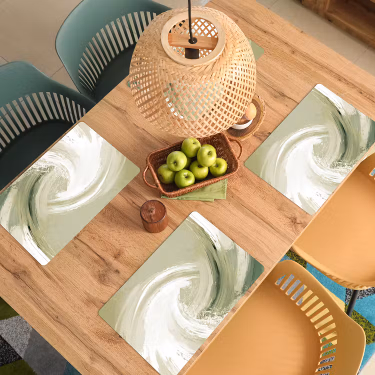 Abstract - Penseelstreken - Golven - Groen Placemat vinyl groot -zzsfeer5_Kitchenyeah-website