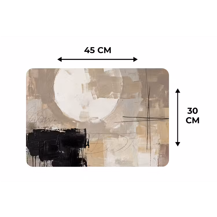 Abstract - Cirkel - Modern - Beige - Zwart - Minimalistisch Placemat vinyl groot -specs