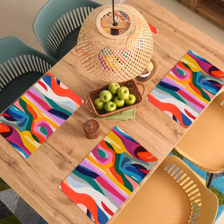 Abstract - Kleurrijk - Golven - Lijnen Placemat vinyl groot -zzsfeer5_Kitchenyeah-website