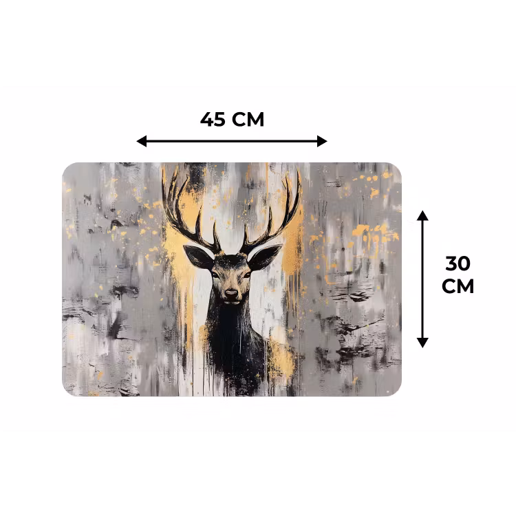 Abstract - Hert - Gewei - Goud Placemat vinyl groot -specs