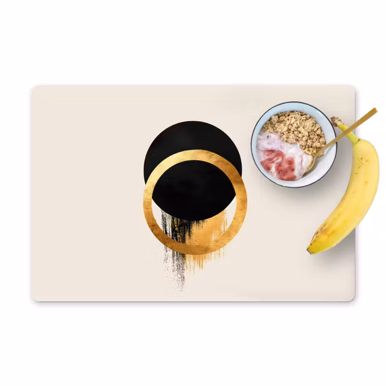 Abstract ontwerp - Zwarte cirkel - Verfvlekken Placemat vinyl groot -zzzproduct_Kitchenyeah-website