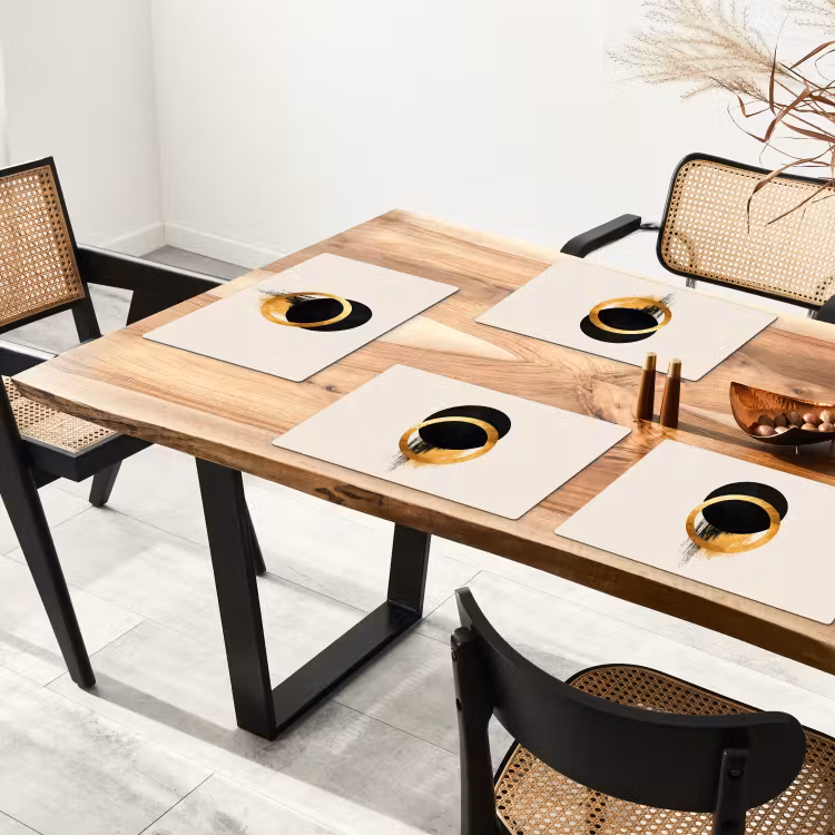 Abstract ontwerp - Zwarte cirkel - Verfvlekken Placemat vinyl groot -zzsfeer4_Kitchenyeah-website