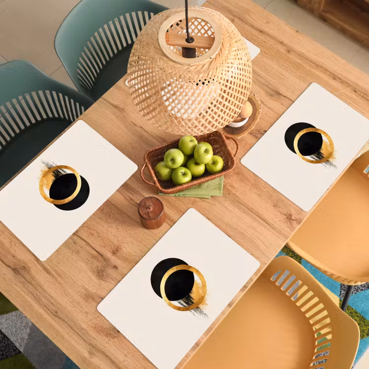 Abstract ontwerp - Zwarte cirkel - Verfvlekken Placemat vinyl groot -zzsfeer5_Kitchenyeah-website