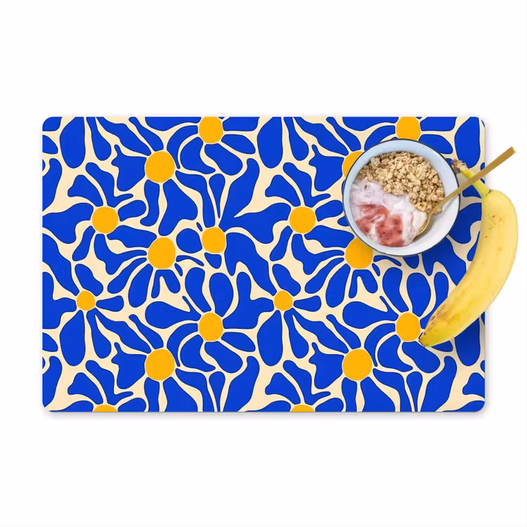 Abstract - Bloem - Blauw Placemat vinyl groot 368 -zzzproduct_Kitchenyeah-website
