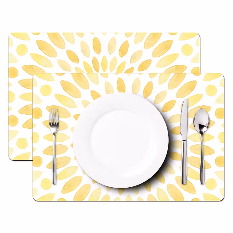 Abstract - Geometrisch - Stralend - Geel Placemat vinyl groot -zzsfeer2_Kitchenyeah-website