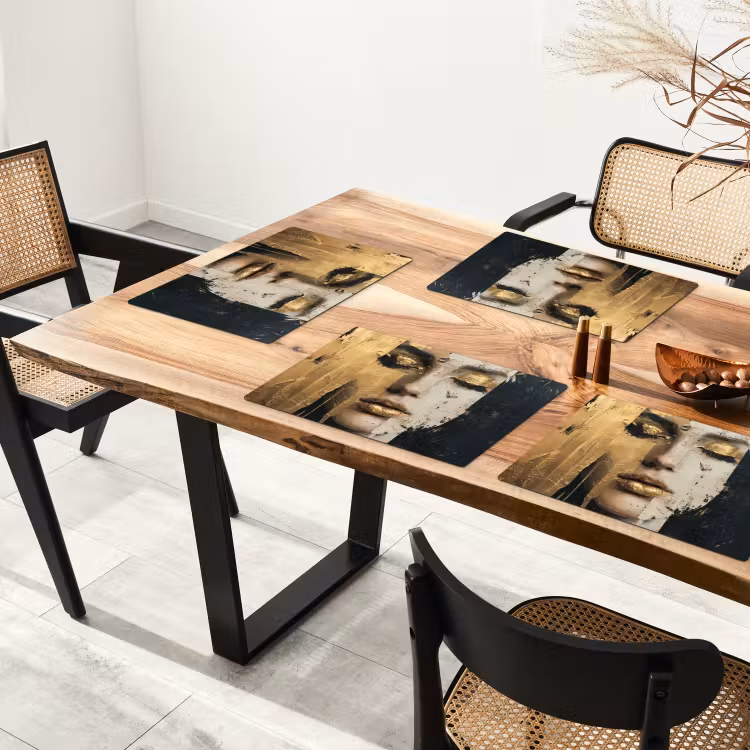 Abstract - Goud - Gezicht - Lippen Placemat vinyl groot -zzsfeer4_Kitchenyeah-website