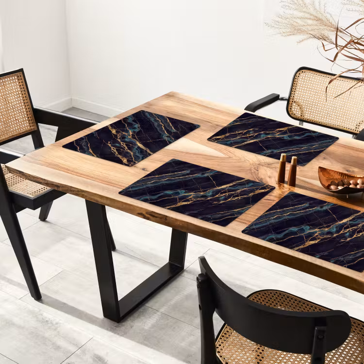 Abstract - Gouden lijnen - Kunst - Modern - Zwart Placemat vinyl groot -zzsfeer4_Kitchenyeah-website