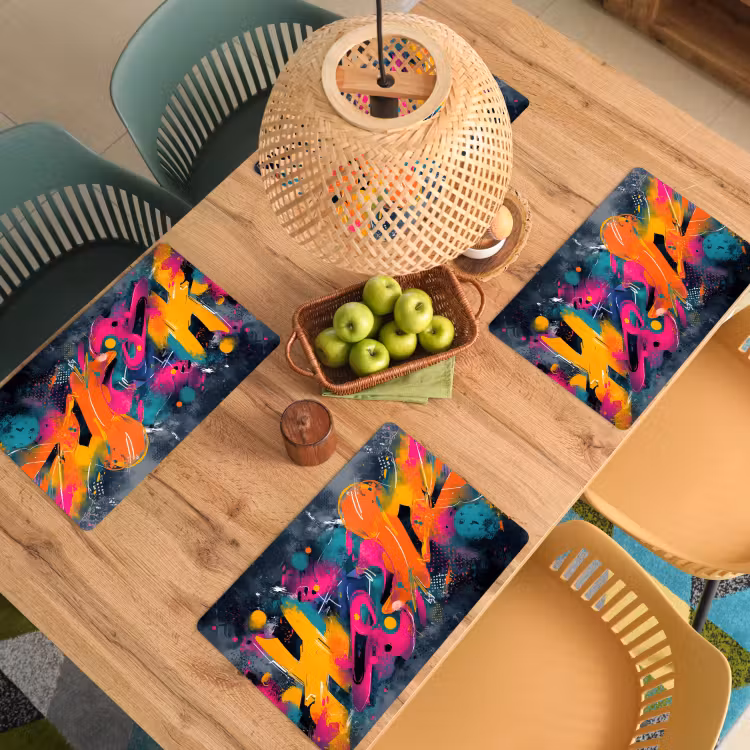 Abstract - Graffiti - Kleurrijk - Verfspatten Placemat vinyl groot -zzsfeer5_Kitchenyeah-website