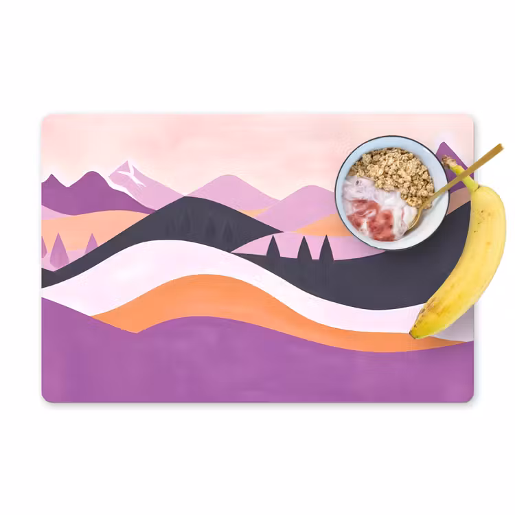 Abstract - Heuvels - Bomen - Groen Placemat vinyl groot -zzzproduct_Kitchenyeah-website