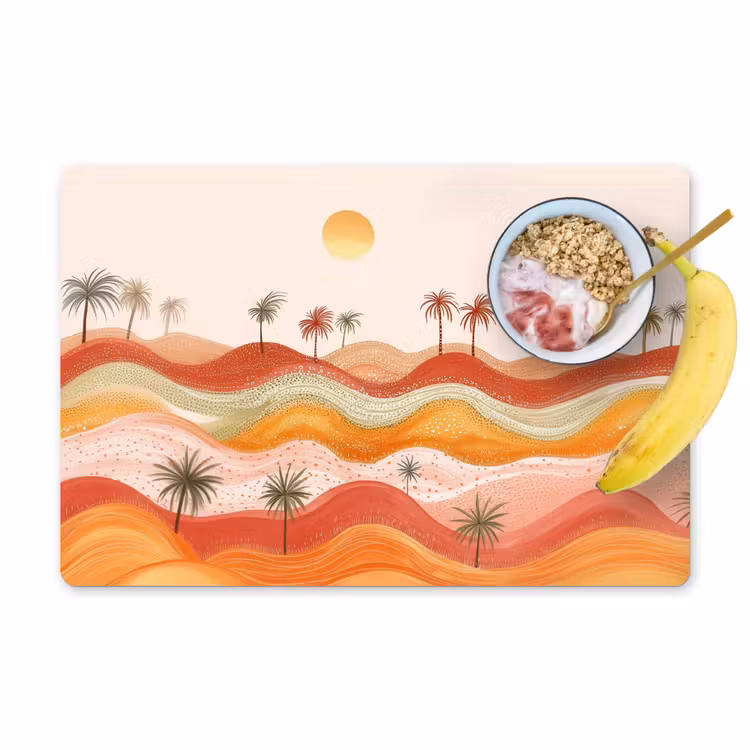 Abstract landschap - Palmbomen - Kleurrijk Placemat vinyl groot -zzzproduct_Kitchenyeah-website