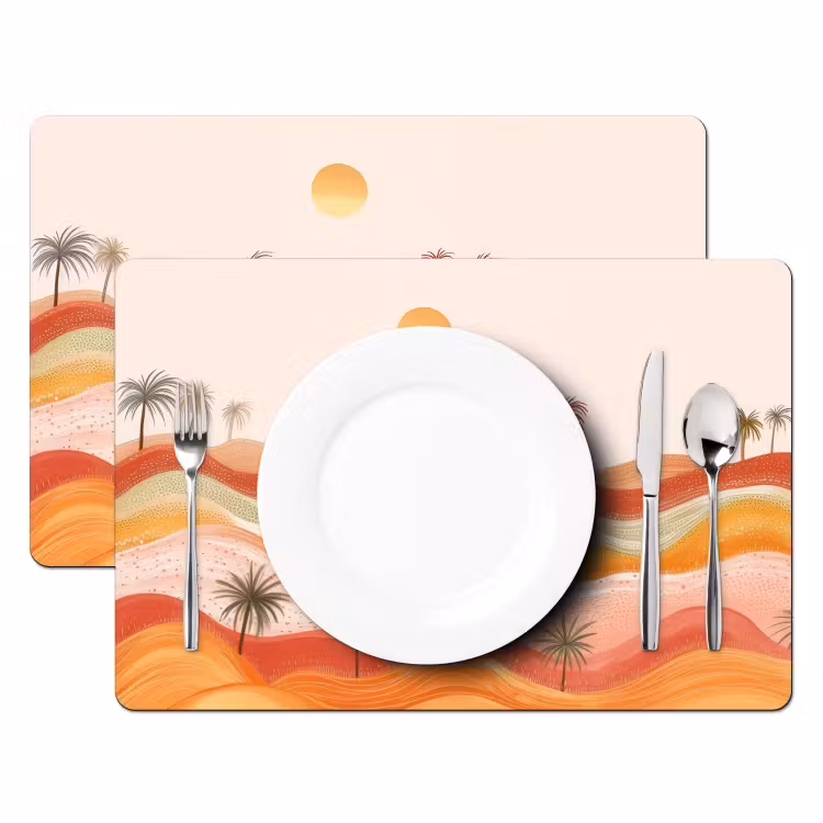 Abstract landschap - Palmbomen - Kleurrijk Placemat vinyl groot -zzsfeer2_Kitchenyeah-website