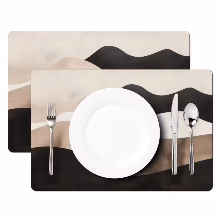 Abstract - Landschap - Golven - Crèmekleur Placemat vinyl groot -zzsfeer2_Kitchenyeah-website