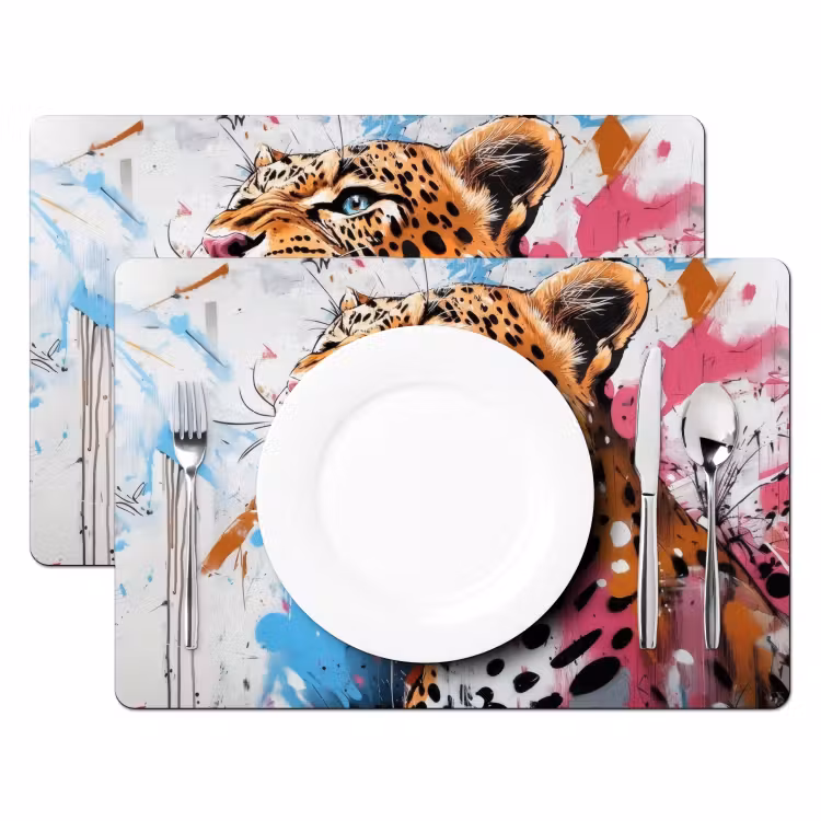 Abstract - Luipaard - Kleurrijk Placemat vinyl groot -zzsfeer2_Kitchenyeah-website